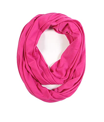 Super Soft Cotton Blend Lightweight Solid Color Multi Loop Infinity Scarves - color: Fuchsia