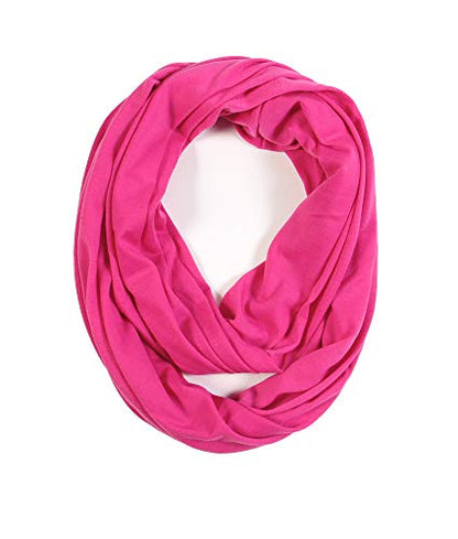 Super Soft Cotton Blend Lightweight Solid Color Multi Loop Infinity Scarves - color: Fuchsia