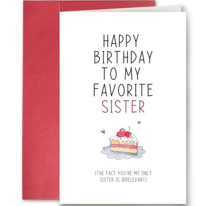 Funny Birthday Card for Sister, Sister Birthday Card, Sibling Birthday Card, Happy Birthday To My Favorite Sister Card - color: #95
