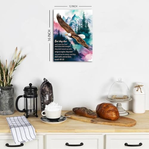 Christian Wall Art Eagle Pictures Isaiah 40 31 Bible Verse Wall Art 12x16" - color: Christian01, size: 16"L x 12"W