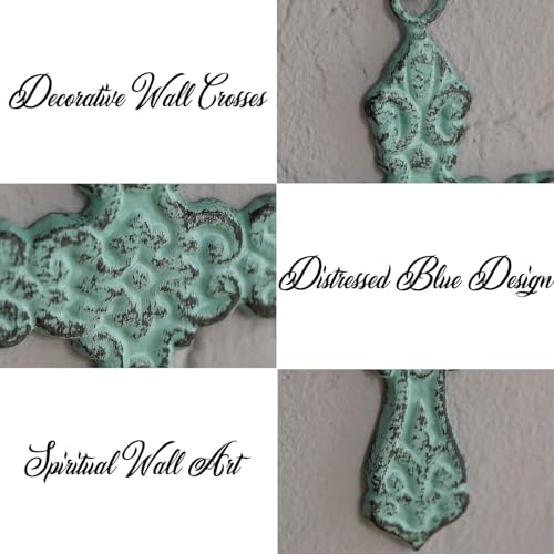 3 PCS Cast Iron Wall Crosses, Metal Decorative Hanging Crosses Wall Decor - size: 4.25" x 6.69"