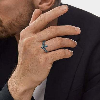 Cross Rings 925 Sterling Silver for Women Christian Religious Jewelry Faith Gifts for Mom Wife Girlfriend Her - color: Black-1