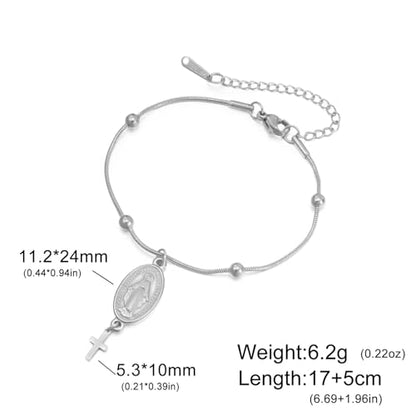 VASSAGO Virgin Mary Bracelet for Women Men Double-Sided Virgen de Guadalupe Rosary Bracelet Medal Handmade Braided Rope Catholic Christian Religious Jewelry Gift - color: Silver 13