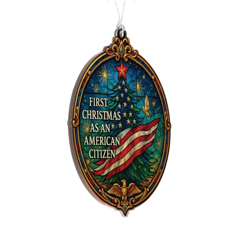First Christmas as American Citizen Ornament 2026 – Patriotic American Flag Christmas Ornament – Citizenship Gift for New US Citizen – USA Immigration Celebration Keepsake - color: American
