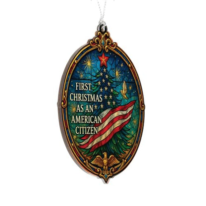 First Christmas as American Citizen Ornament 2026 – Patriotic American Flag Christmas Ornament – Citizenship Gift for New US Citizen – USA Immigration Celebration Keepsake - color: American