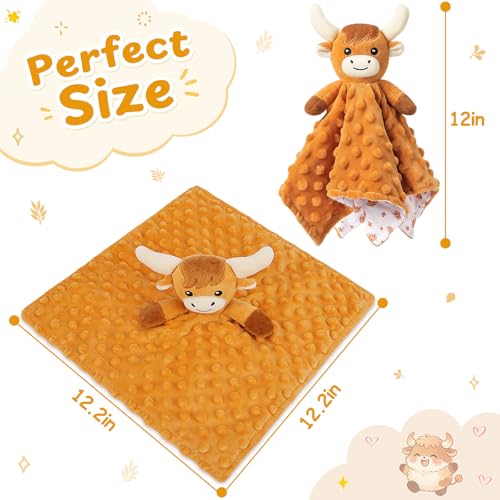 Loveys for Babies, Brown Highland Cow Baby Security Blanket - color: Brown Highland Cattle