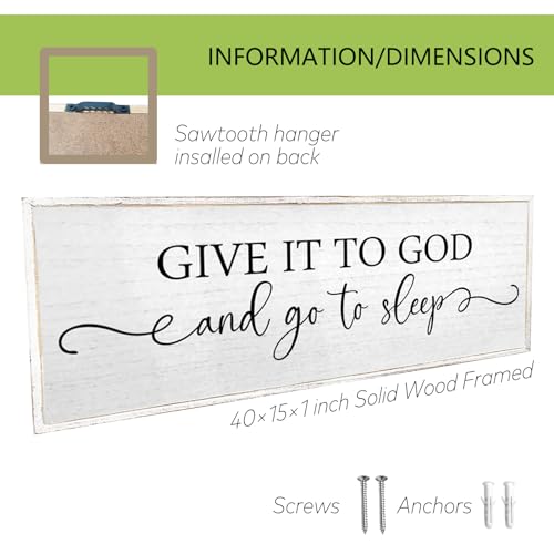 TQianJiang Give It To God And Go To Sleep Wall Decor Sign, 40"X15", White - color: White, size: 40"L x 15"W