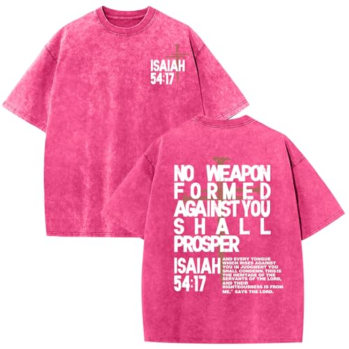 Christian Jesus Shirts for Men Faith Religious Graphic Tees Vintage Oversized Acid Wash Tshirts God Shirt Streetwear - color: Pink, size: Small