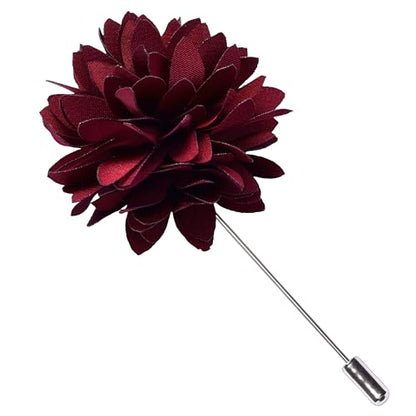 Branduce 3.15"（8cm） Mens Tie and Lapel Pin Solid Necktie Handkerchief Tie Clip Set for Men - color: Burgundy