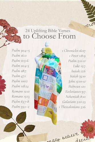 Joy Scripture Prayer Scarf for Women | Classic Shawl Christian Wrap, 24 Uplifting Bible Verses | Encouraging Christian Gift - color: 100% Cotton W/ Canvas Bag (28x79")