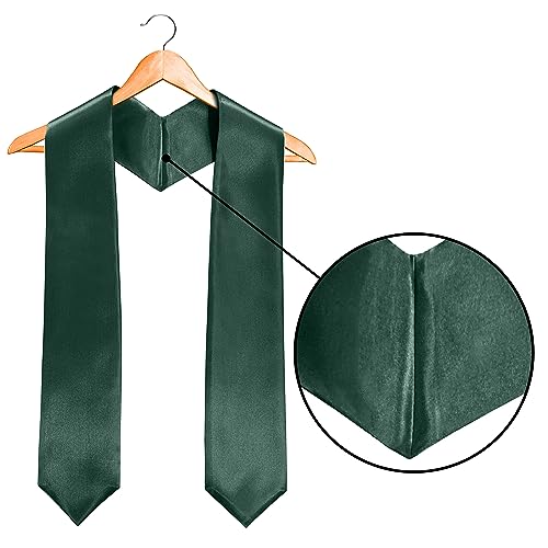 Plain Graduation Stole Sash 60 Inch Unisex Adults Solid - color: Forest Green Stole