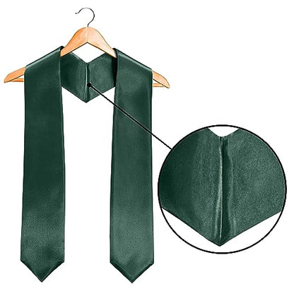 Plain Graduation Stole Sash 60 Inch Unisex Adults Solid - color: Forest Green Stole