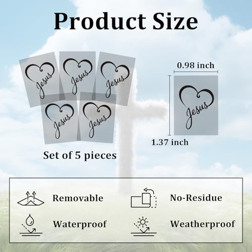 5Pcs Christian Mirror Stickers,Jesus Heart Decals for Car Rearview (Black) - color: Balck-jesusheart