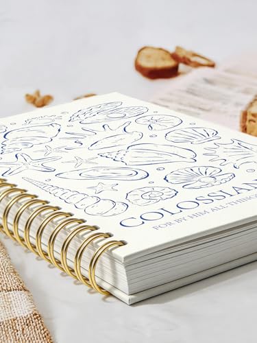 Bible Study Journal for Women,Christian Faith Gifts for Women Teen Girls,Church Sermons Notes Journal,Seashell Colossians 1:16 Bible Hardcover Spiral Notebook 5.5x8.3 - color: conchs colossians 1:16