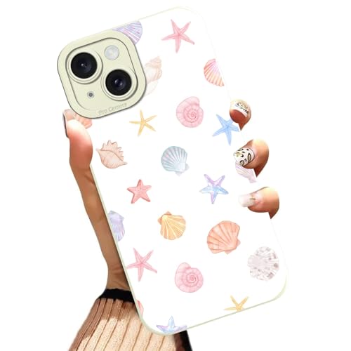 Summer Beach Seashell Starfish Phone Case for iPhone 15 Case Girly Pattern Shockproof Soft Protective for Women Men Phone Cover Funda for iPhone 15 6.1 Inch - color: Shell, size: for iPhone 15