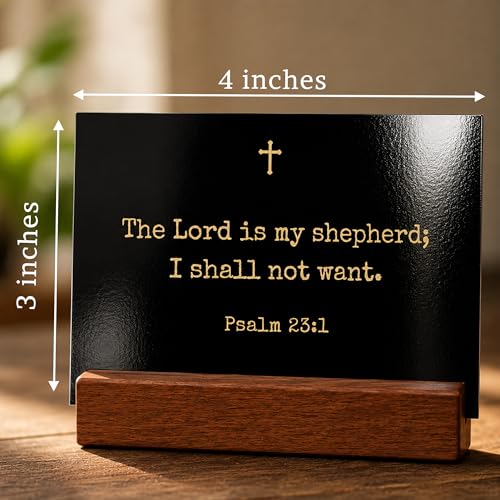 Bible Verse Cards with Wood Stand, 48 Prayer Cards for Daily Display - color: Black Gold