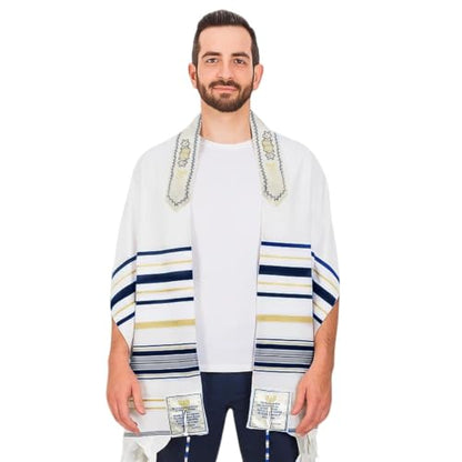 Holy Land Market Messianic Christian Shawl/Tallit - The Messiah Tallit (72 x 22 Inches) - color: Navy