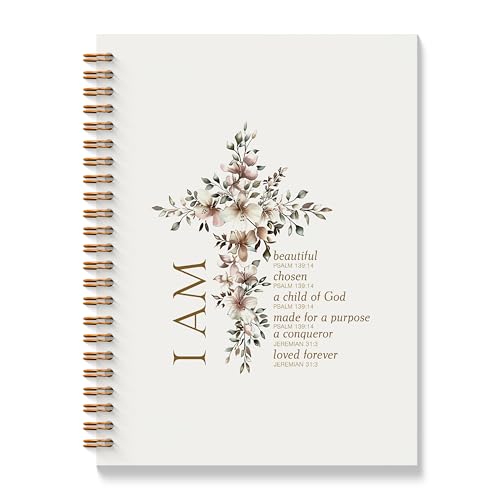 Inspirational Christian Notebook - Bible Verse Journal, Prayer Spiral Notebook, Motivational Christian School Supplies Notebooks, Inspirational Christian Gifts, Coworker Gifts, 11.8x8.66 Inches - color: Colour-1-A4