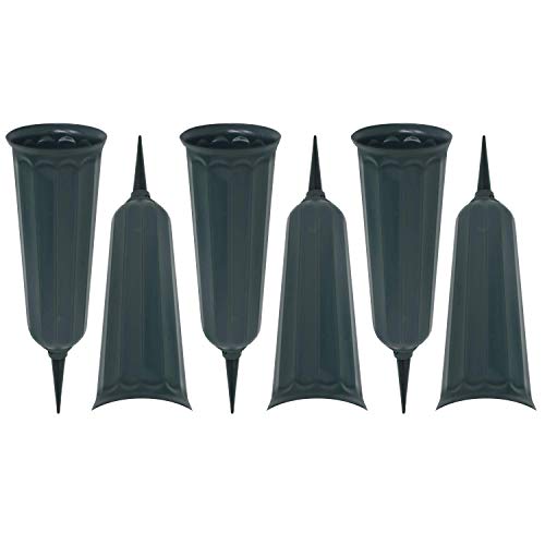 Memorial Floral Vase 7-Inch with 3 Inch Stakes (6 Pack) | In Ground Cemetery Vases