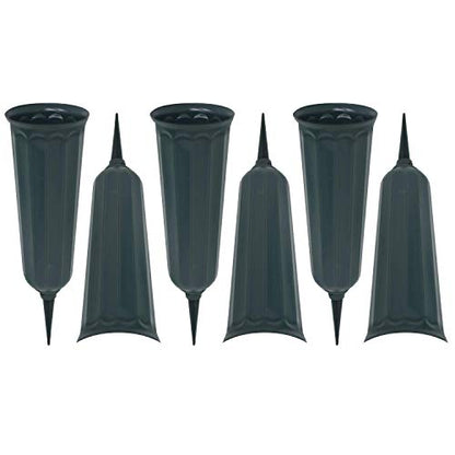 Memorial Floral Vase 7-Inch with 3 Inch Stakes (6 Pack) | In Ground Cemetery Vases