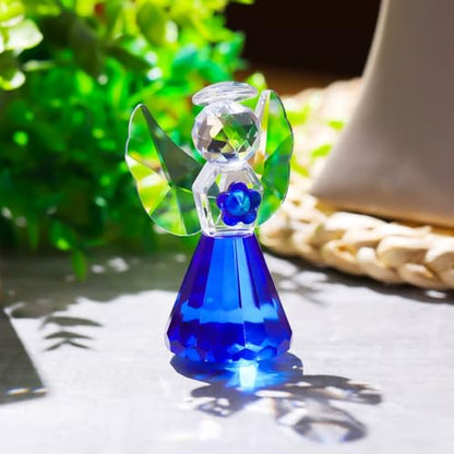 YWHL Blue Crystal Guardian Angel Gift for Women, Christmas Angel Figurine - color: Blue