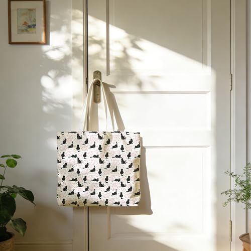 Tote Bag For Women Man, Reusable Work Shopping Grocery Shoulder Bags - style: Pink Cute Cats