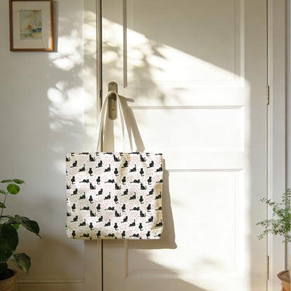 Tote Bag For Women Man, Reusable Work Shopping Grocery Shoulder Bags - style: Pink Cute Cats