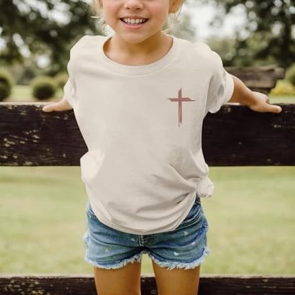 Jesus Shirt for Girls Christian Faith Tshirts Kids Cute Bible Verse Graphic Tees Inspirational God Religious Clothes - color: Apricot, size: 9-10 Years