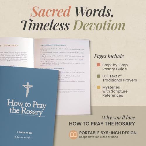 How to Pray the Rosary Booklet (6"x9") - Pocket Guide to the Rosary for Catholics, Prayer Guide for Beginners, Catholic Prayer Booklets for Adults, Catholic Scriptural Rosaries Booklet for Women & Men