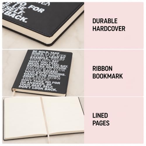WORLD TRAVELER Large Lined Journal Notebook 256 Ruled White & Ivory Pages - color: Be Bold - Black