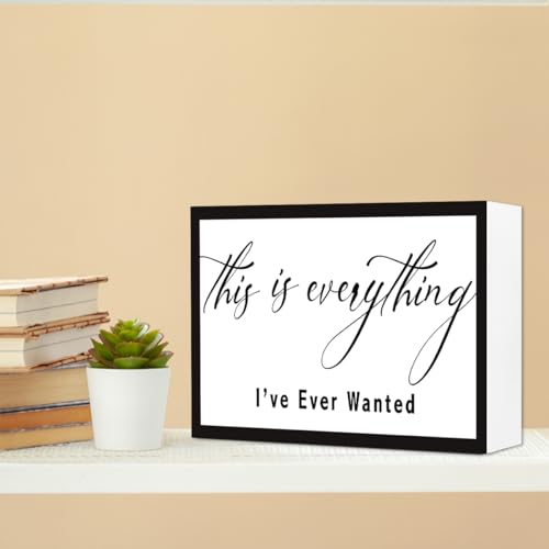 Inspirational Wood Box Sign,This is Everything I Ever Wanted Sign,Motivational Quote Wooden Block Sign Desk Decor for Home Office Bedroom Wall Shelf Tabletop Decor - style: This is Everything I Ever Wanted