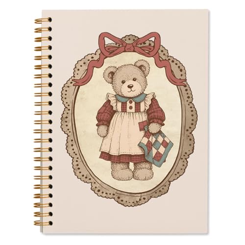 Vintage Journal Notebooks, Teddy Bear Notebook Journal, Journaling Notebooks for Women Work Office School Supplies, Gifts for Women, Spiral Notebook 5.5x8.3 - color: Bear