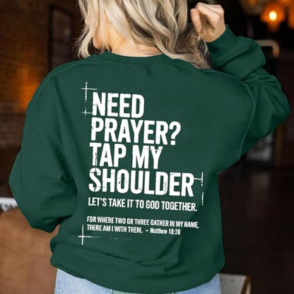 Christian Sweatshirts for Women Jesus Cross Casual Pullover - color: Green, size: Medium