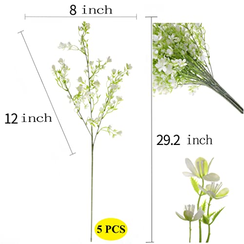 Grand Verde 29” White Plastic Flowers Artificial Bouquet Faux Greenery Long Stems for Tall Vase, DIY Crafts Home Decoration, Bulk 5pcs - color: White