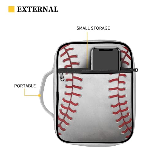Coldinair Baseball Bible Cover for Women Girls Butterfly Bible Case Scripture Study Carrying Book Cover Church Bag Protective with Handle and Zippered Pocket - color: Baseball,white