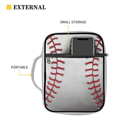 Coldinair Baseball Bible Cover for Women Girls Butterfly Bible Case Scripture Study Carrying Book Cover Church Bag Protective with Handle and Zippered Pocket - color: Baseball,white