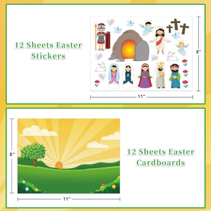 FaCraft Make an Easter He Lives Sticker Scenes-24 Easter Crafts for Kids Religious Gifts Jesus Resurrection Stickers for Classroom Party Games Spring Bible Christian Sunday School Crafts - color: Multi-5