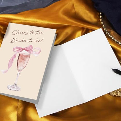 Bridal Shower Card for Bride To Be, Funny Engagement Card for Her, Wedding Congratulations Cards for Friend Family, Cheers To The Bride To Be - color: Bridal Shower Card