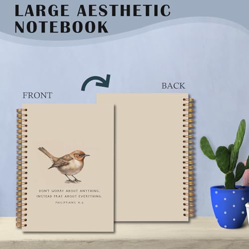 Bird Christian Spiral Notebooks, Philippians 4:6 Bible Journal, Scripture Journals for Writing, Christian Gifts for Women Men, Religious Notebook for Note Taking, 5.5x8.3 Inch - color: white Bible Notebook-5