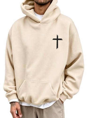 Christian Hoodies for Men Faith God's Cross Jesus Hoodie - color: Apricot1, size: X-Large