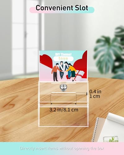 Uniclife 6.3"x 4.6" x 4"Clear Thickened Acrylic Donation Box with Slot Lock