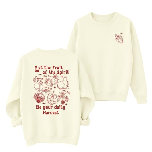 Womens Christian Faith Bible Verse Fruit of The Spirit Sweatshirt - color: Apricot, size: Medium