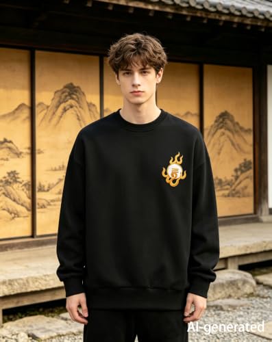 Niepce Inc Men's Embroidered Graphic Crewneck Sweatshirt - color: Black-tiger, size: XX-Large