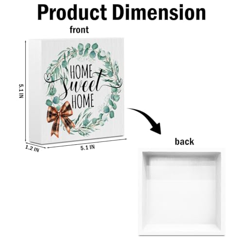 Home Sweet Home Wooden Box Sign, House Warming Gifts New Home - color: white 0360