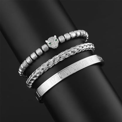 WFYOU Stainless Steel Bracelets for Men Gold Cuff Bracelet Birthday Gifts - color: Silver 2