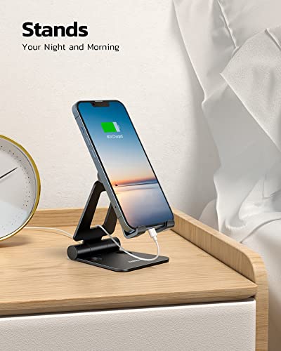 Nulaxy 2 Pack Aluminum Dual Folding Cell Phone Stanr for Desk, Black&Black - color: C-Black