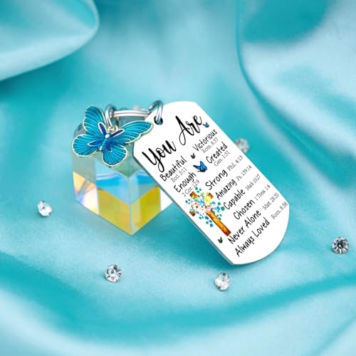 Christian Keychain for Women Bible Verse Gift Inspirational Butterfly Charm - color: You Are