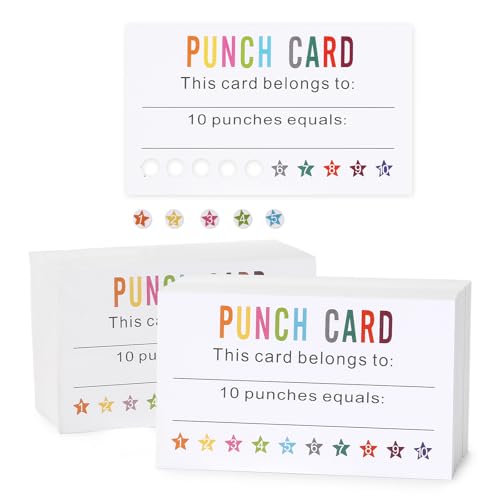 Punch Cards 200 Pack Reward Punch Cards for Classroom Incentive Awards - size: 3.5 IN Stars No Puncher