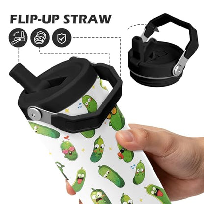 Hiboss Pickle Gifts Tumbler with Handle and Flip Straw 28oz, Insulated Stainless Steel Just A Girl Who Loves Pickles Travel Cup Mug, Birthday Gifts for Pickled Cucumber Lover Women Girls - color: Pickle