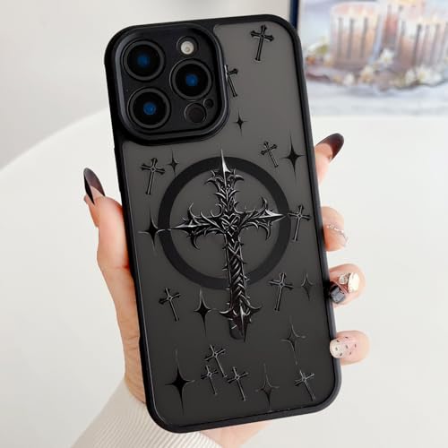 Magnetic Case Designed for iPhone 13 Pro, Cross Jesus Christian Design, Soft TPU Slim Shockproof Cover for Girls Women and Men - Black - color: Black-Frosted, size: iPhone 13 Pro